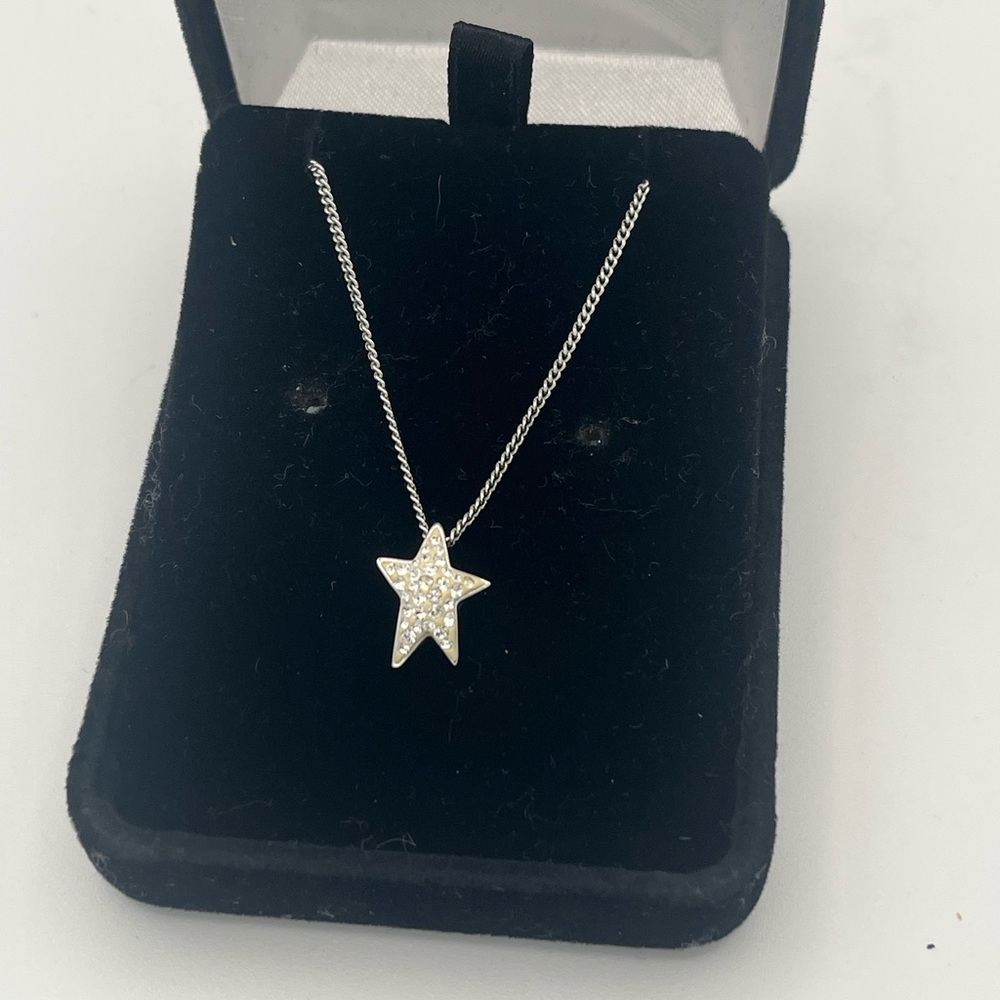 Swarovski Silver Star Pendant Necklace with Clear Crystals